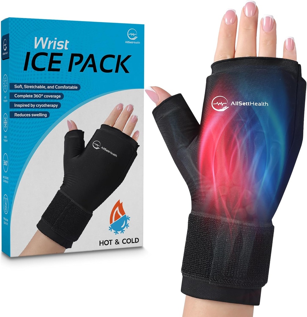 Wrist Ice Pack Wrap - Hot and Cold Gel Thumb & Hand Ice Pack Glove for Arthritis Relief ¦ Microwavable > Freezer Safe, Dual Therapy for Carpal Tunnel, Tendonitis, Swelling, Targeted Relief for Hand