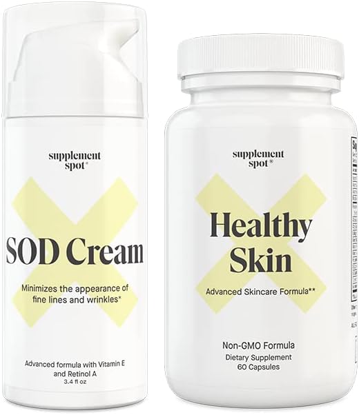 Bundle: SOD Superoxide Dismutase Facial Cream y Healthy Skin Anti-Aging Suplemento