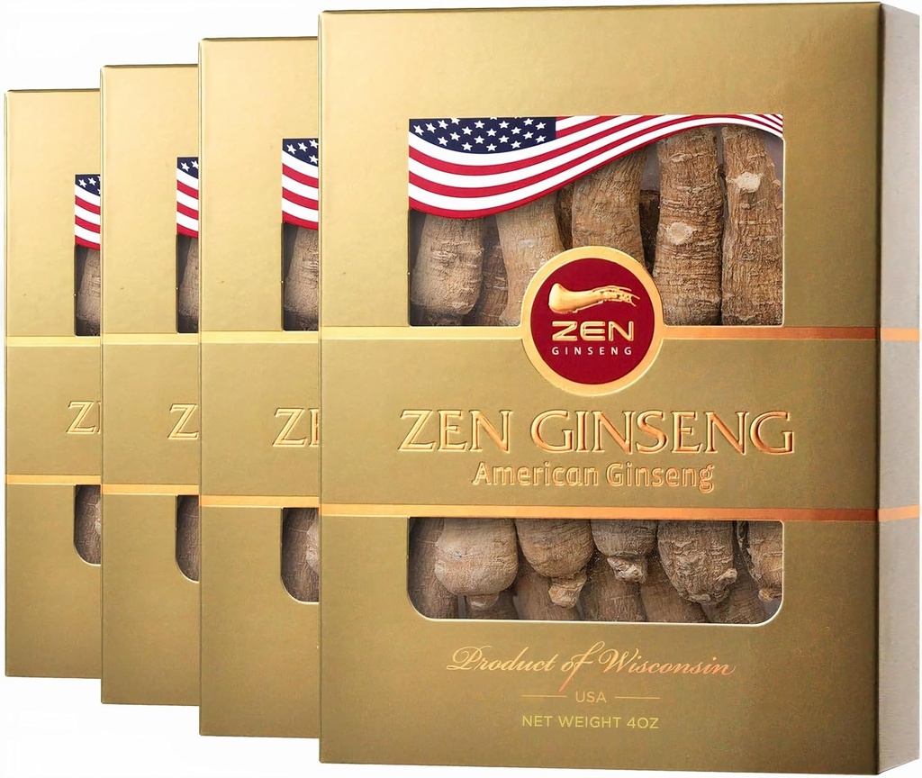4 cajas American Ginseng Root — Super Long Jumbo Wisconsin Ginseng (4oz/Box) Performance " Mental Health for Men " Women