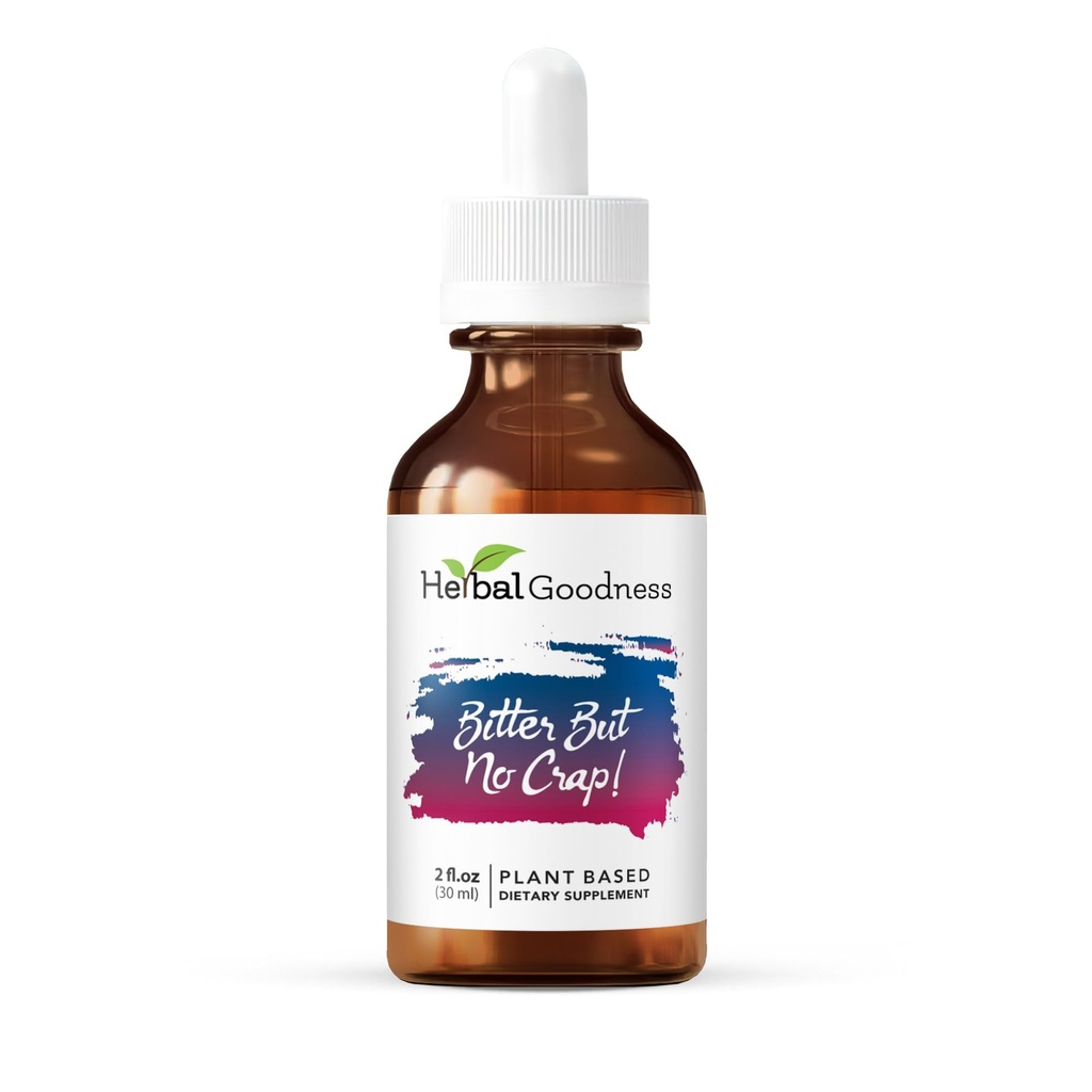 Herbal Goodness Bitter Pero sin Crap Suplemento líquido para la limpieza corporal, el apoyo energético y la salud Boost ¦ Non-GMO Burdock Root Organic, Bitter Melon, Maca Root, Dandelion Root - 2 fl. oz por Bottle