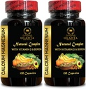 Suplemento de magnesio de calcio - Muscle & Nervous System Support, High Absorption, Suplemento de calcio con Citrate de calcio para hombres de mujeres - 2 botellas 240 cápsulas