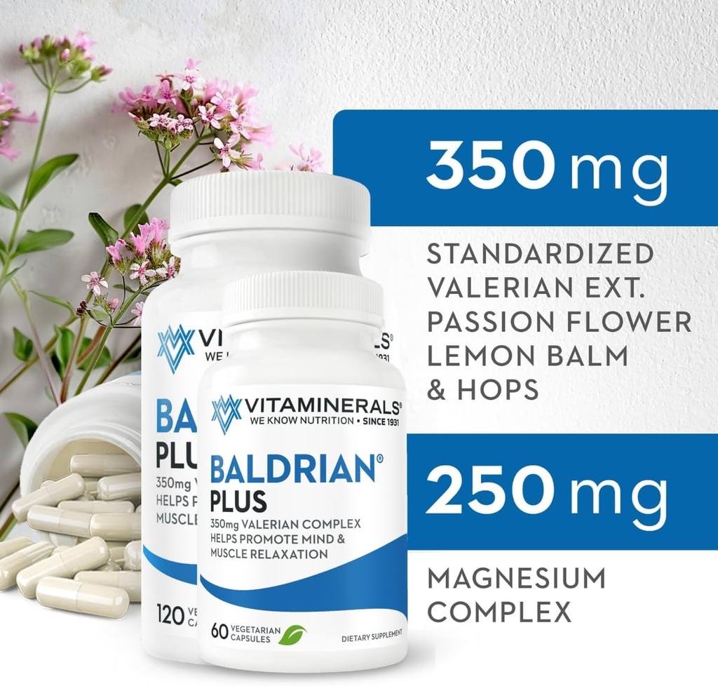 Vitamina 33+ Baldrian® Plus Natural Relaxing Support Standardized Valerian Extract (60)