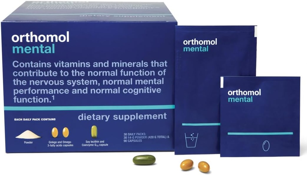 Orthomol Mental, 30-Day Supply, Premium Cognitive Support Supplement with Essential Brain Nutrients for Enhanced Focus & Energy