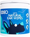 DOCO Dog Ear Cleaner Wipes Finger Cleaning Kit for Dogs & Cats Eucalyptus, Chamomile &amp; Aloe Cat Ear Cleaner Soothes, Deodorizes & Helps Itchy Ears (50 Count)