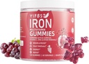 Iron Gummies Sugar Gratis, 120 Gummies Iron Suplemento para Mujeres Multivitamina con Hierro, Vitaminas & Zinc para Mujeres, Hombres &amp; Niños- Grape Flavor, Suplemento Vegan, Folate for Energy- No After Taste