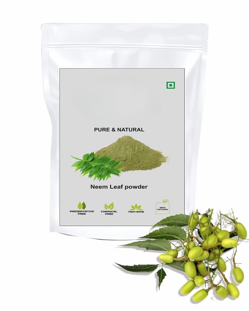 Pure Neem Powder Leaves for Eating " Drinking, skin and Hair Nutrition, Dehydration, Evens Skin Tone, Acne, Pimples/Hair Thicker " Stronger -200 Gram