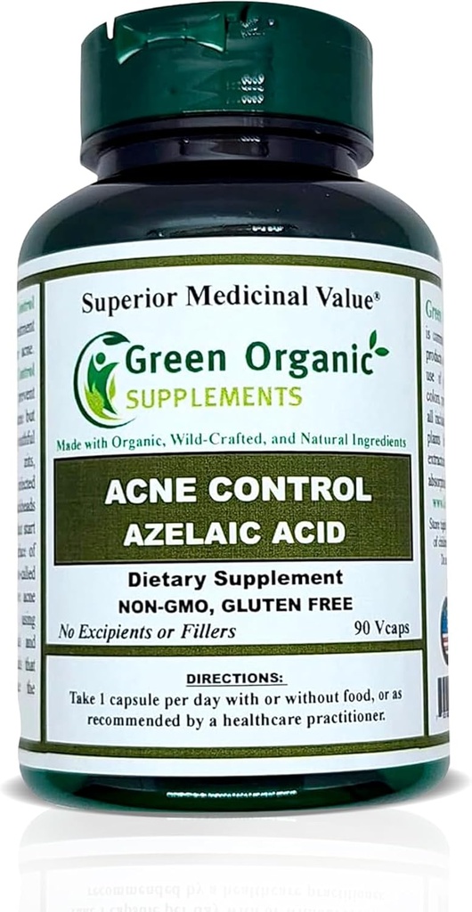 Suplementos Ecológicos Verdes Acné, Ácido Azelaico, 90 VCaps, Alta Absorbable, No GMO, Libre de gluten, (Single)