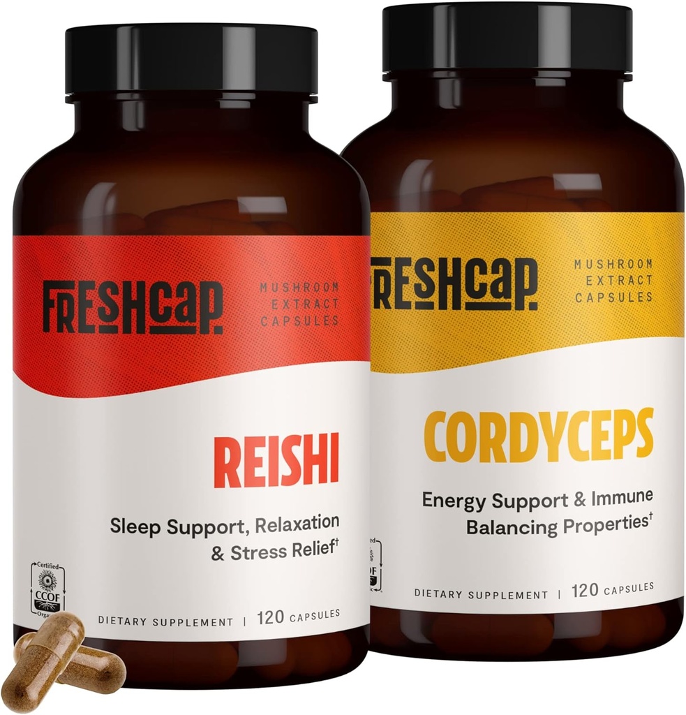 FreshCap, Adaptogen Bundle (Reishi Capsules and Cordyceps Capsules)