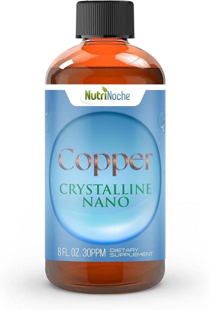 NutriNoche Líquido Colloidal Copper Suplemento ← 99.99% Ultra Pure Crystalline Nano Copper Partículas