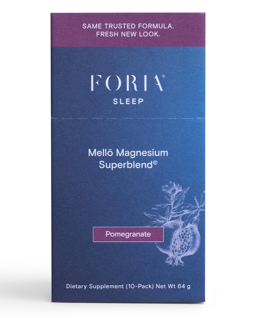 mellö Magnesium Supplement Superblend Powder - Magnesium Glycinate with L-Theanine, GABA, and Trace Minerals - Supports Sleep, Relax, and Balanced Energy - Pomegranate Flavor, 10-Pack, Singles