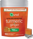 Qunol Turmeric y Ginger Soft Chews, 750mg Turmeric Suplemento, Ultra High Absorption to Support Joint Health, 90 Count