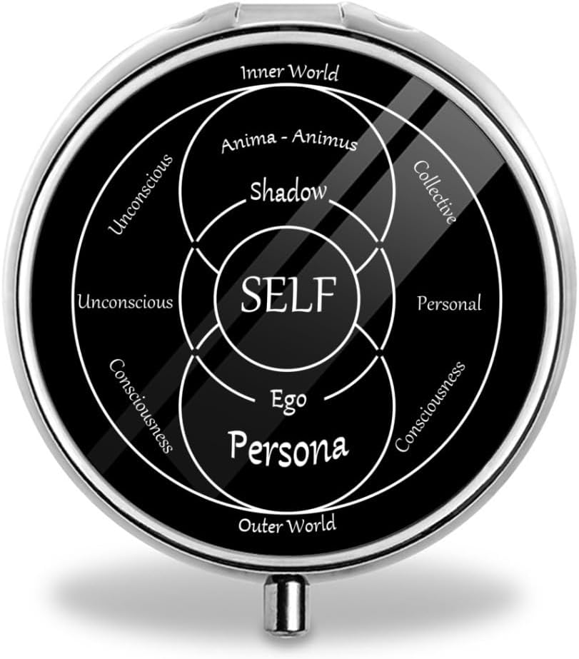 Rueda de Sentimientos y Emociones - Organizador de Píldora Redondeada de 3 Compartimiento - Caja de Píldoras de Acero Inoxidable - Perfecto para Viajar, Vitaminas, Píldoras Pequeñas