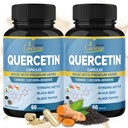Ecológico Cadane 2 Packs Quercetina Suplementos Capsules, 4 Meses Suministro con Turmeric, Berberine, Nettle, Semilla Negra, Pepper Negro - Apoyos Cardiovascular Health, Immune System