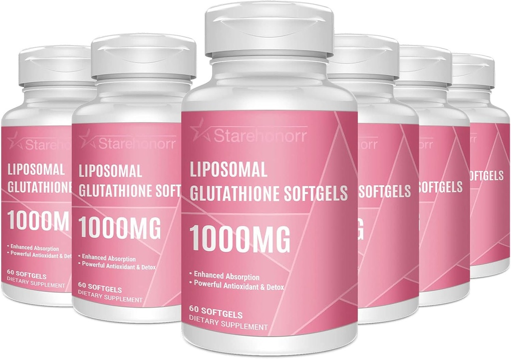 Liposomal Glutathione Softgels 1500MG, Reducido Glutathione Suplemento con Vitamina C, Mejor Absorción, Antioxidante No GMO Poderoso para el envejecimiento saludable, Detox, Salud Inmune, 360 Softgels
