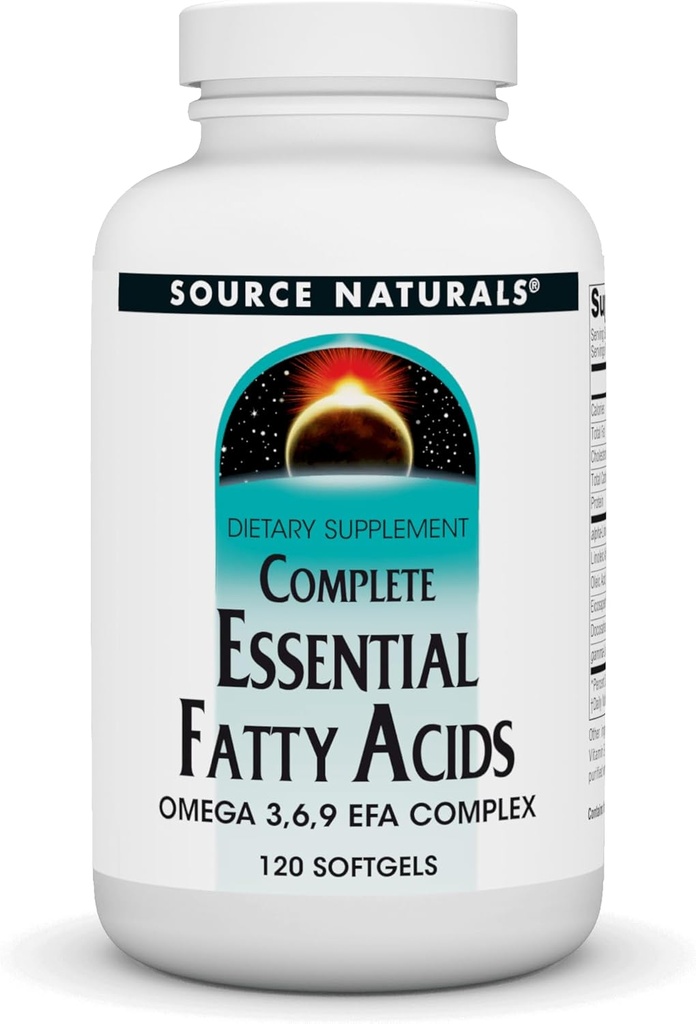 Fuente Naturales Ácidos grasos esenciales completos, Omega 3,6,9 Complejo EFA - 120 Softgels