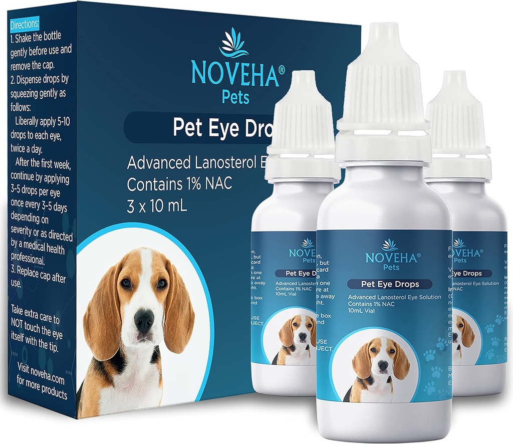 NOVEHA Pet Drops Wash – Gentle &amp; Safe Cleansing for Dogs, Cats, Horses & Rabbits – 3x10mL