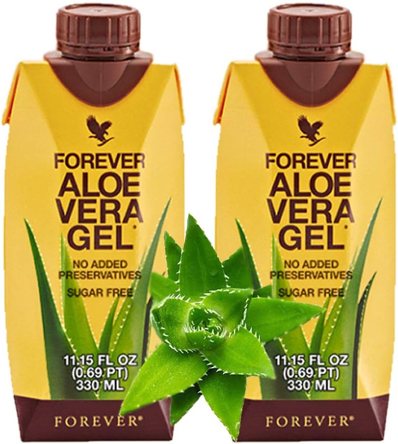 Para siempre Viviendo Aloe Vera Gel® Minis (330mL/11.15oz Cada) 99,7% Hoja interior pura Aloe Vera Gel, No Añadido Preservadores. Libre de gluten (Pack of 2)