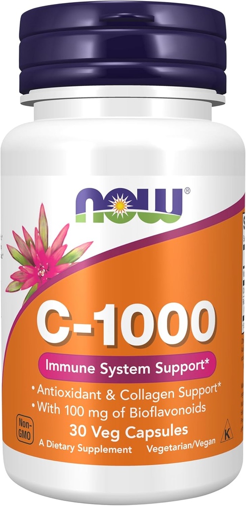 AHORA Suplementos de alimentos, vitamina C-1,000 con Rosa HIPS " Bioflavonoides, Protección Antioxidante*, 30 cápsulas de verduras