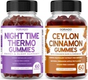 Hora de la noche Fat Burner (60 Gummies) Pérdida de peso & Metabolismo Raspberry Flavored Melatonin Suplemento y Ceylon Cinnamon (60 Cápsula) Digestión general Wellness Support Suplemento - Vegan &amp; Made in USA