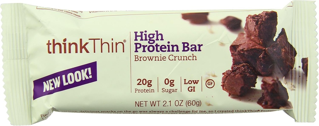 ThinkThin High Protein Bar, Brownie Crunch, 60 g, Bares, 10 Condes