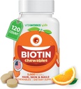 Kids Biotin 5000mcg Chewable Tablets | Tasty Biotin Supplement | Vegan, Non GMO | Hair Growth, Skin and Nail Heath | Hair Vitamins for Kids | 120 Chewables
