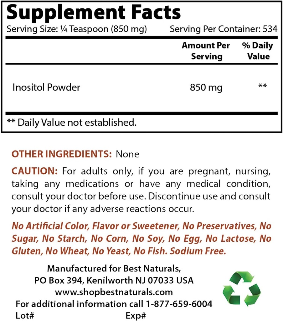 Best Naturals Inositol Powder 1 Lb & L-Theanine 200mg