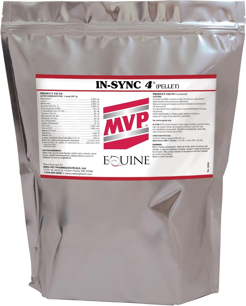 Med-Vet Pharmaceuticals in-Sync (8lb) with Natural Vitamin E for Muscle Health/Recovery in Horses...