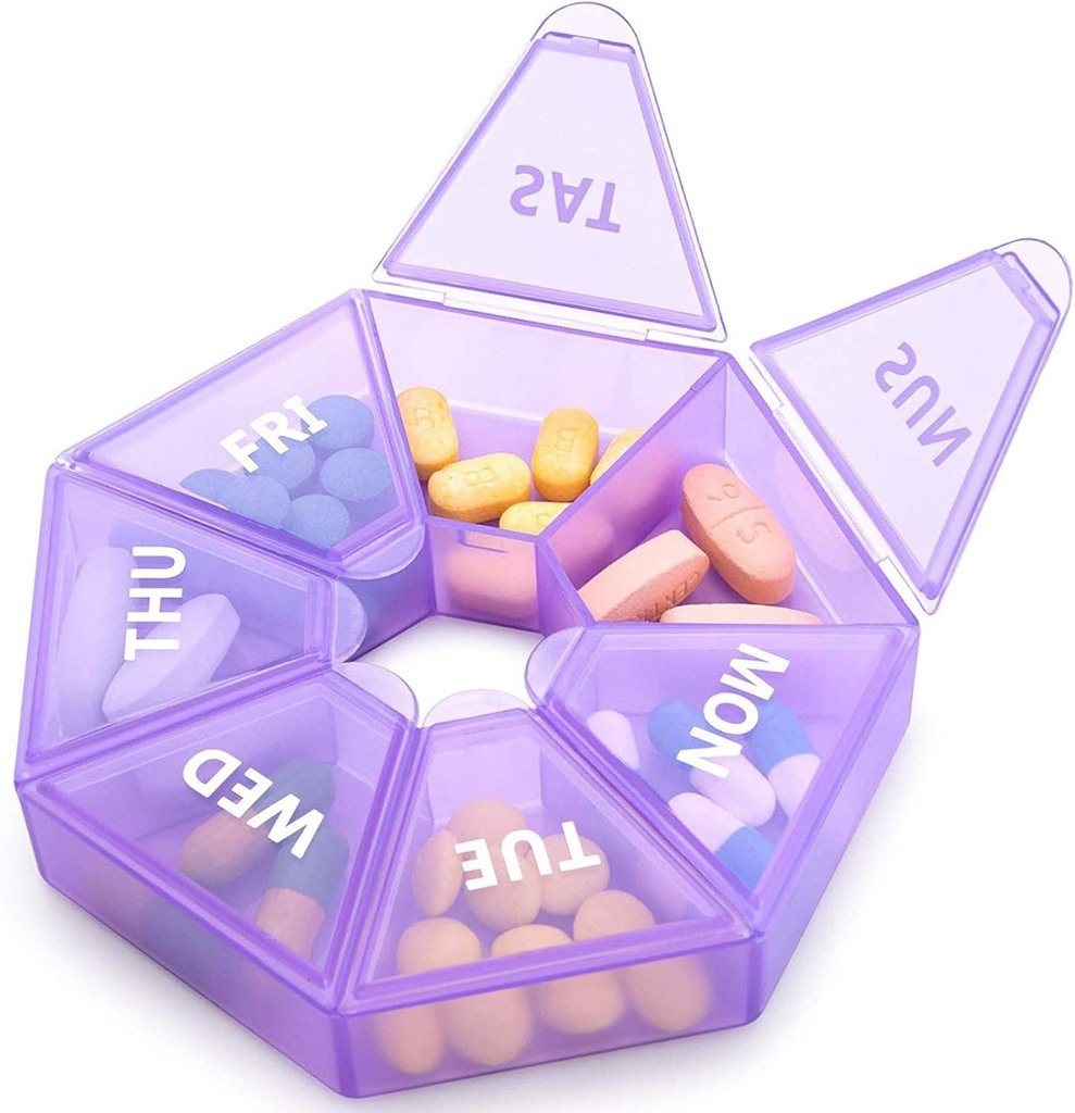 Organizador semanal de píldoras Gran caja de 7 días Organizador de píldoras diarias Caso de medicina para píldoras de aceite de pescado vitamina Suplementos Artritis