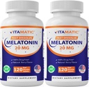Vitamatic 2 Pack Melatonin 20 mg Fast Dissolve 120 Tablets - Natural Berry Flavor ¦ Vegetarian, Non-GMO, Gluten Free (Total 240 Tablets)
