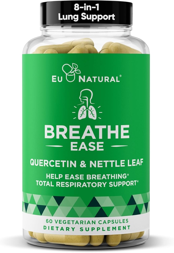 Breathe Inhaler Support Supplement – Sinus, Lungs, Open & Clear Airways – Seasonal Nasal Health, Bronchial Wellness, Healthy Chest – Quercetin, Vitamina D, Bromelain Pills – 60 Vegetarian Soft Capsules