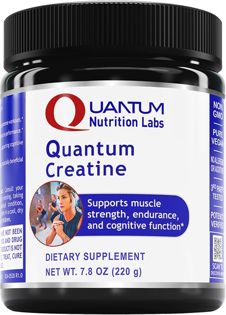 Laboratorios de Nutrición Cuántica Cretina Cuántica - Polvo de Monohidratos Creatinos, Polvo Creatino para Hombres, Mujeres, Vegetarianos, Fórmula Amistosa Vegana Desarrollada - 7.8 oz (40 Servings)