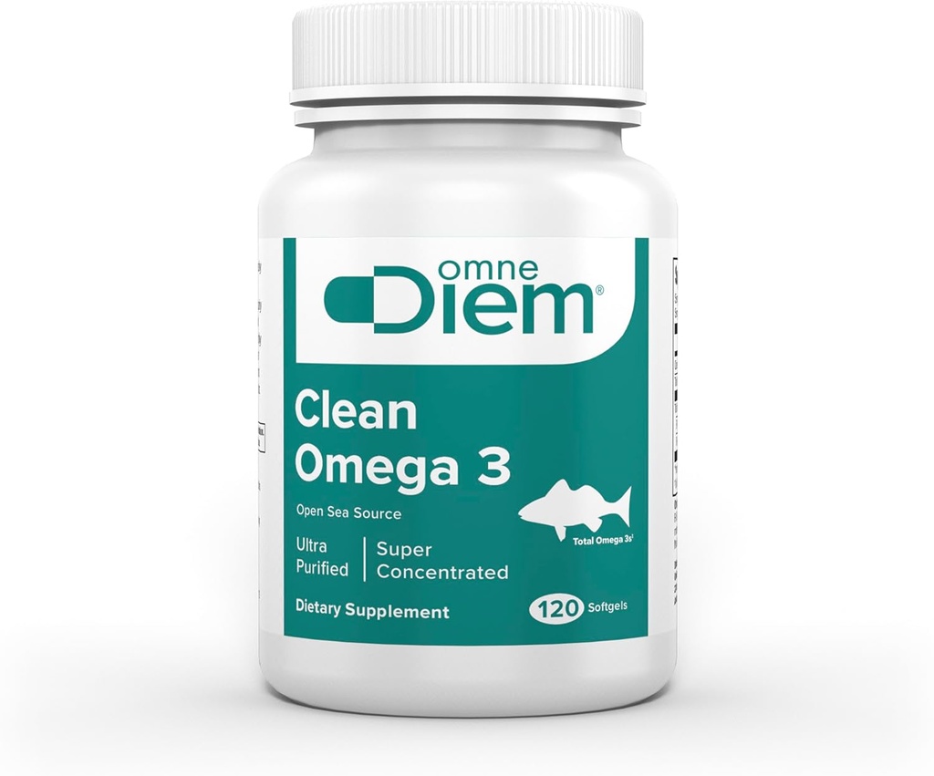 Omne Diem Clean Omega 3 – 1020mg, 120 softgel Capsules – Fish Oil Suplemento dietético con ácidos grasos Omega-3: EPA &amp; DHA