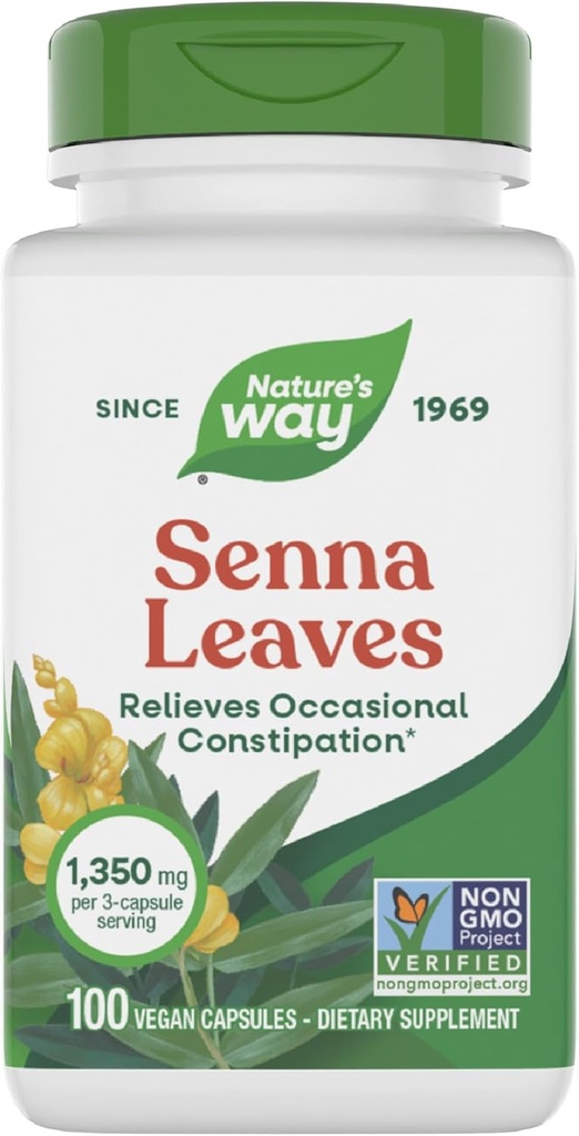 Salidas de la Sena de la Naturaleza, Alivia el estreñimiento ocasional*, 1.350 mg por servicio de 3 cápsulas, proyecto de no GMO verificado, 100 cápsulas (paquete mayo Vary)