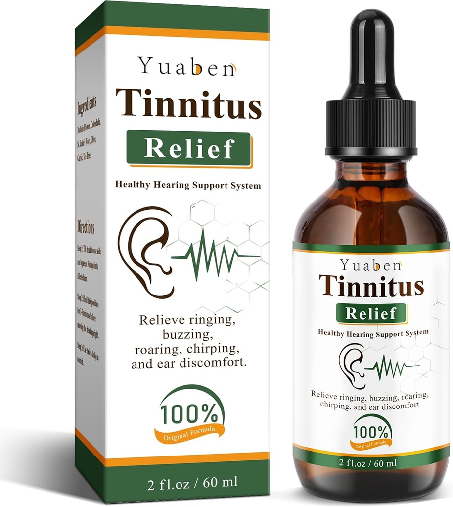 Yuaben Tinnitus Relief for Ringing Ears, Ear Drops for Clogged Ears &amp; Ear Ringing Relief, Natural Ingredients