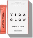 Vida Glow Marine Collagen Powder - Anti Aging Suplemento con Peptides Collagen, promueve la piel de alumbramiento, uñas fuertes, cabello saludable latitud 30 Servimientos, Peach Flavor