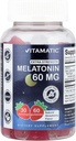 Vitamatic Sugar Free Melatonin 60 mg - 60 Gummies Vegetarianas - Suplemento No-Habit Forming