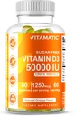 Vitamatic Sugar Free Vitamina D3 50.000 UI Suplemento semanal – 60 Gummies de alta potencia Vitamina D para bonificación, dientes &amp; soporte inmunológico