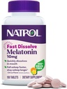Natrol Fast Dissolve Melatonin 10 mg, Melatonina Suplementos para el sueño reparador, Apoyo al sueño para adultos, 100 tabletas con sabor a citrus, hasta un suministro de 100 días