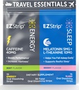 Pack de viaje con suplementos de energía y sueño - 30 cuenta - Pack portátil con tiras de cafeína para la energía y las tiras de melatonina para el apoyo al sueño durante el viaje - hecho en EE.UU., azúcar &amp; gluten