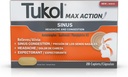 TUKOL Max Action Sinus, Cápsulas de presión para dolor, alivio de dolor de cabeza, expectorante, no de sueño, 20 cuenta