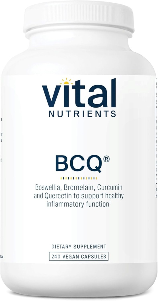 Vital Nutrients BCQ ANTE Vegan Boswellia, Bromelain, Curcumin " Quercetin Supplement ¦ Joint Support Supplement  Support Sinus " Digestive Health TEN Gluten, Dairy, Soy Free ← 240 Capsules