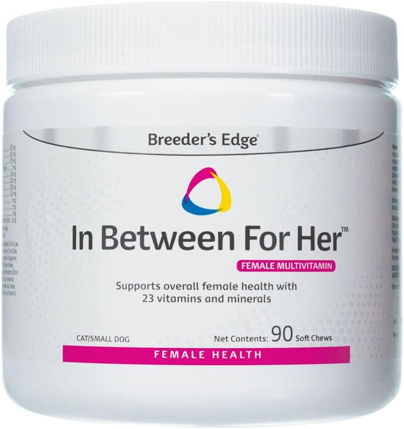 Breeder's Edge in Between for Her, Daily Multivitamin for Breeding Dogs and Cats, Fills Nutritional Gaps, and Supports Moms in Between Breeding, 90 ct Cat & Dog Small