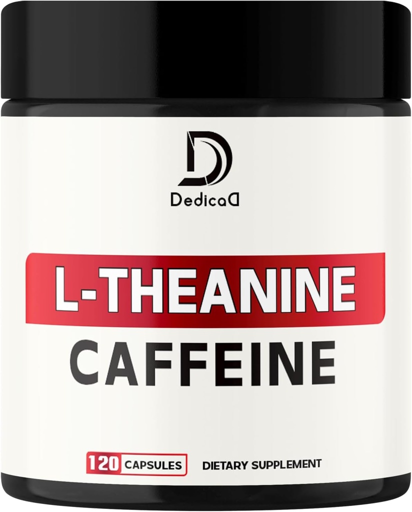 L-Theanine 200mg capsules " Pure Caffeine Pills 200mg - Smart Smooth Energy Production, Alertness, Cognitive " Focus Clarity Supplement - 120 cápsulas para 4 meses - Non-GMO " Gluten Free