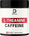 L-Theanine 200mg capsules " Pure Caffeine Pills 200mg - Smart Smooth Energy Production, Alertness, Cognitive " Focus Clarity Supplement - 120 cápsulas para 4 meses - Non-GMO " Gluten Free