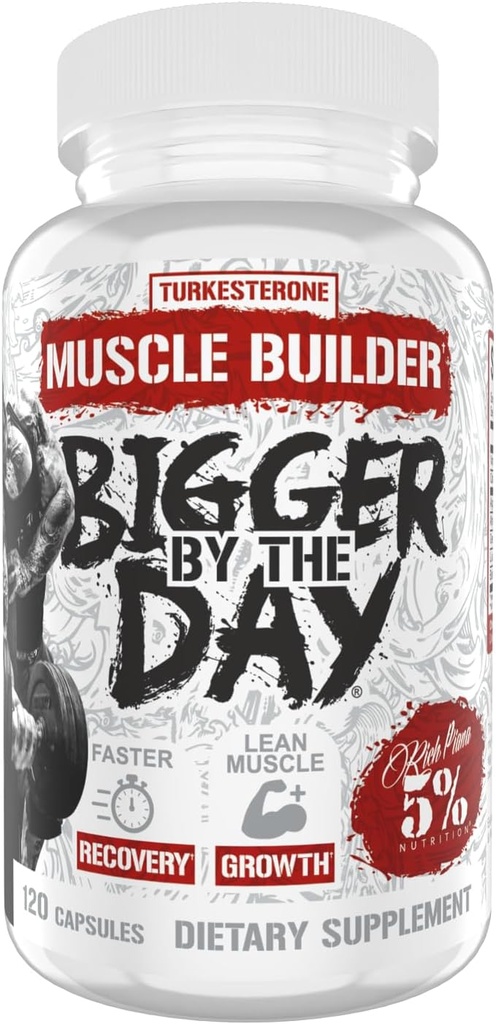 5% Nutrición Rich Piana BiggerByTheDay ← Anabolic Muscle Builder, Hardcore Mass Gainer Ø Turkesterone, HICA, Epicatechin, Leucine peru 120 Capsules (30 Servings)