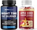 MAV NUTRITION Night Time Fat Burner Capsules and Apple Cider Vinegar Gummies ¦ Overnight Metabolism Booster for Stomach Fat Burning Support with Melatonin & ACV TEN 1 Mesth Supply