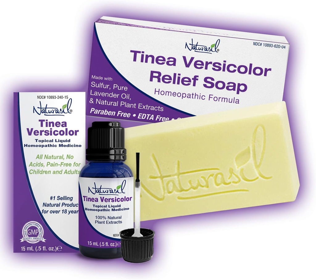 Tinea Versicolor Full Body Value Pack - Targeted Relief Liquid (15mL) + 1 Anti-Itch Soap ← Ingredientes Naturales para el Ringworm, Candida, Itch &amp; Tinea tuvieron Gentle for All Skin Types 