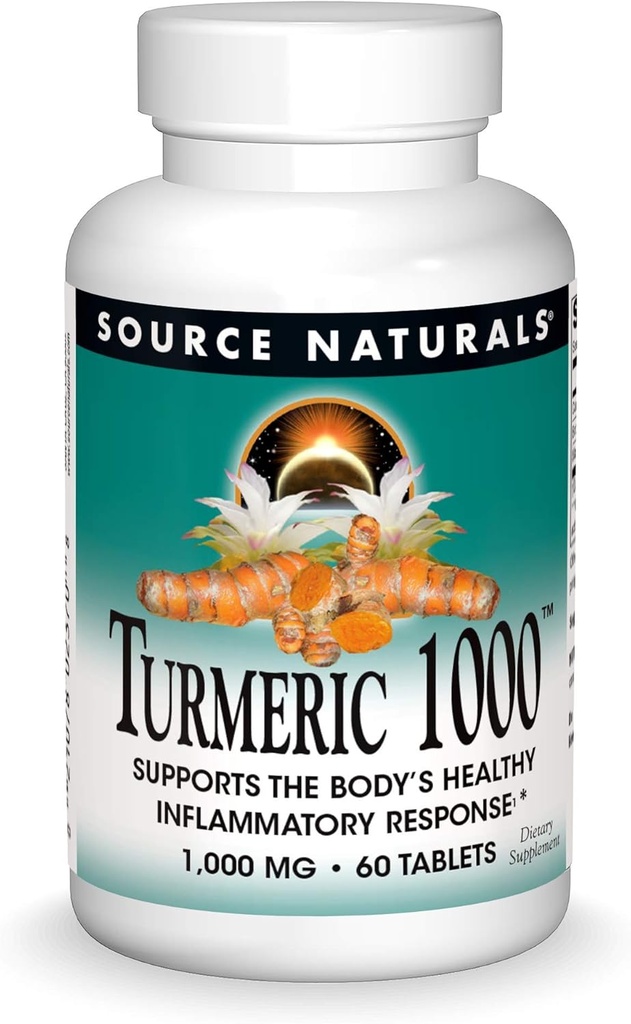 Fuente Naturals Turmeric 1000, apoya la respuesta inflamatoria saludable del cuerpo*, 1.000 mg - 60 Tabletas
