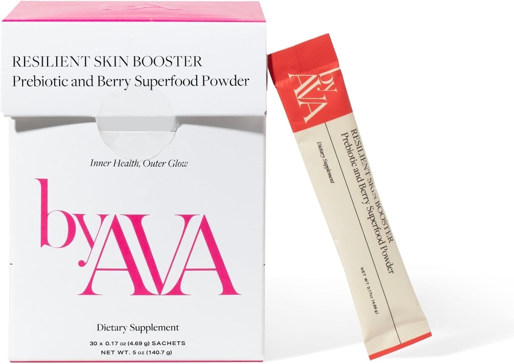 porAVA Resilient Skin Booster ← Prebiótico y Berry Superfood Powder Silencio 30 Serviciones ← Glowing Skin, Gut Health Support