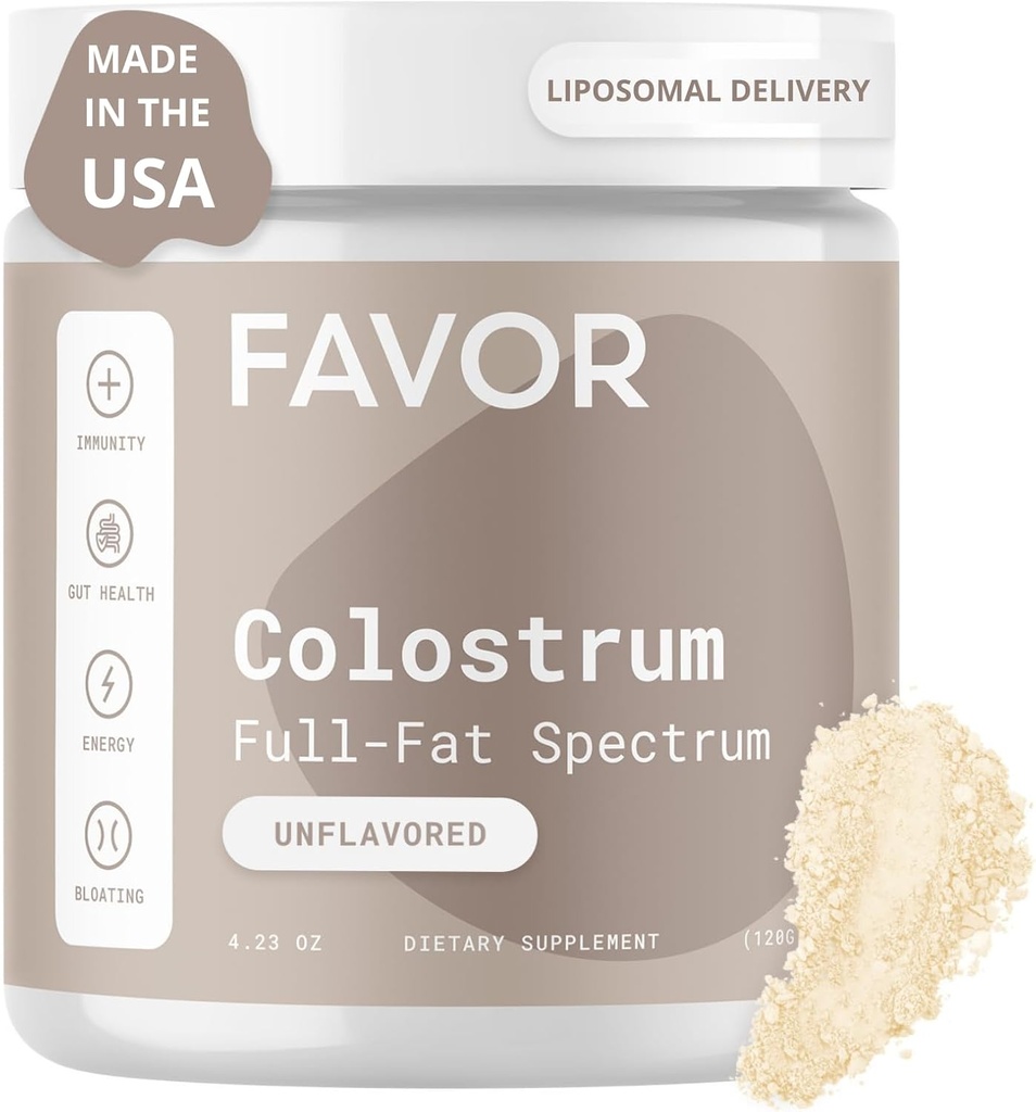 Favor Bovine Colostrum Powder  Liposomal and Whole ← Empower Human Health Silencio for Gut Health and Immunity ← First Milking ← Naturally High IgG ← Ethically Made in The USA ← Easy to Mix [Unflavored]